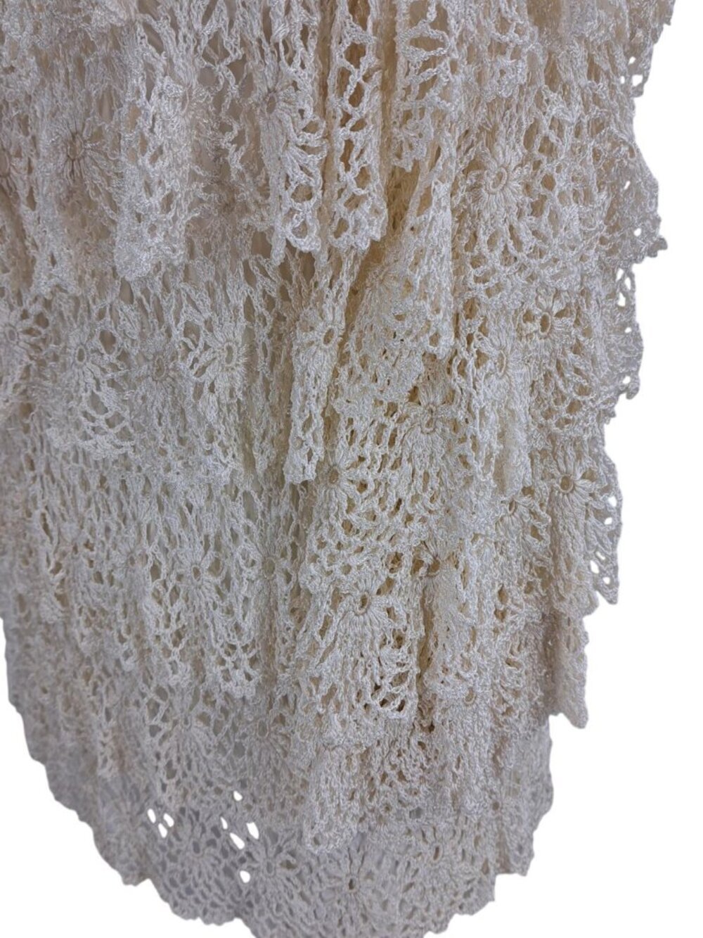 Boston Proper Sheer Ruffle Crochet Lace Blouse Size M/L Ivory Cottagecore Boho - Picture 3 of 13